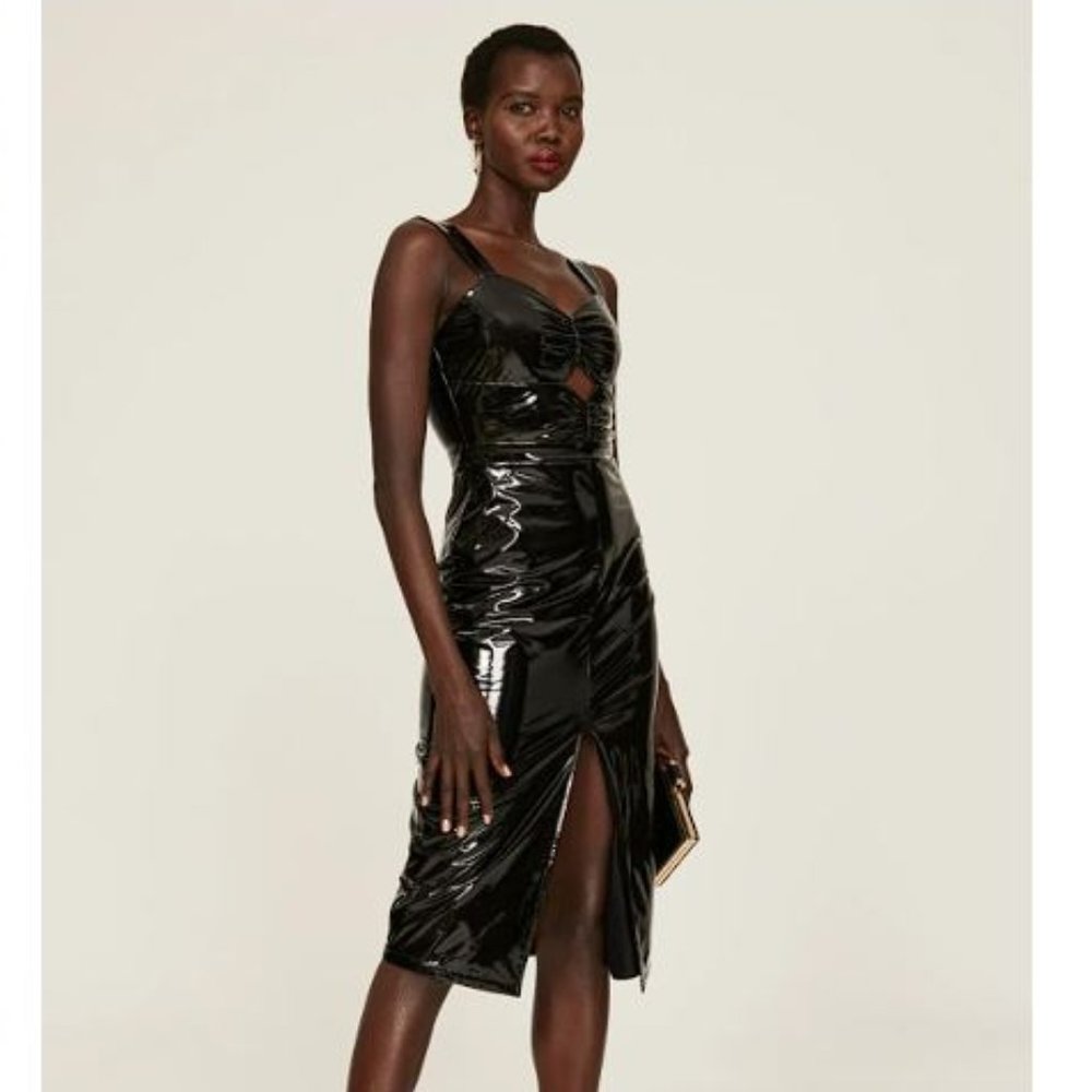 ASHLEY PARK x RTR Women's L’Amour Vegan Leather Dress Size 12 in Black
